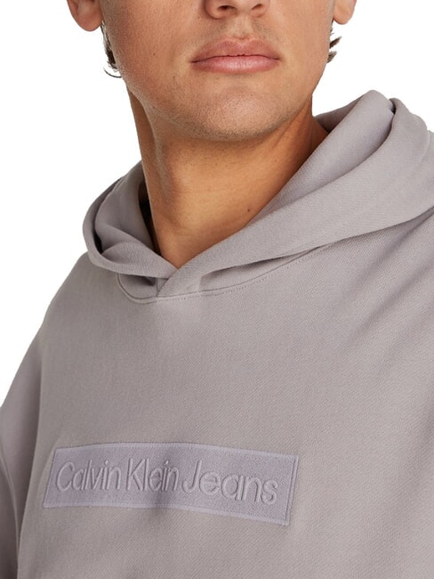 CK JEANS Hoodie with box logo gull gray - Sweatshirts