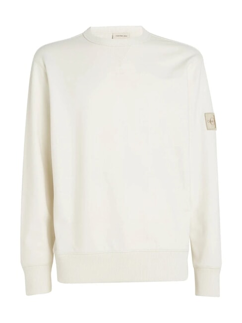 CK JEANS Crewneck sweatshirt with logo patch ivory - Sweatshirts