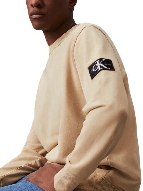 CK JEANS Cotton crewneck sweatshirt pale khaki - Sweatshirts