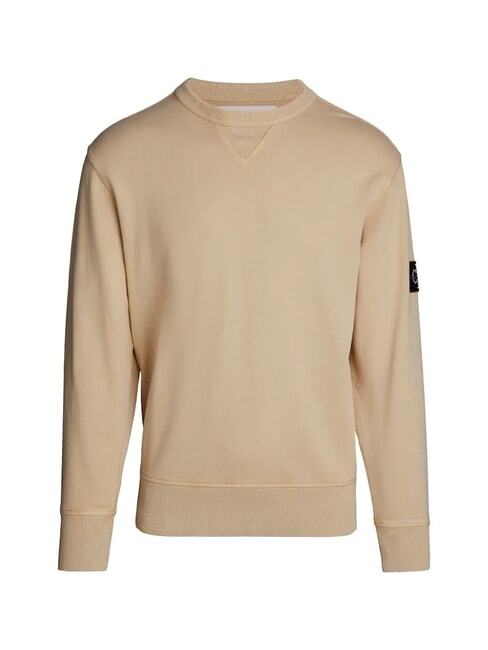 CK JEANS Cotton crewneck sweatshirt pale khaki - Sweatshirts