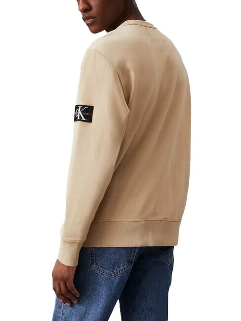 CK JEANS Cotton crewneck sweatshirt pale khaki - Sweatshirts