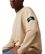 CALVIN KLEIN CK JEANS Cotton crewneck sweatshirt pale khaki - Sweatshirts - 3