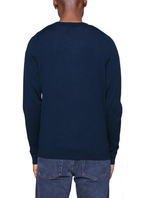 SUPERIOR WOOL Round neck wool sweater Calvin Navy - Men's Sweaters