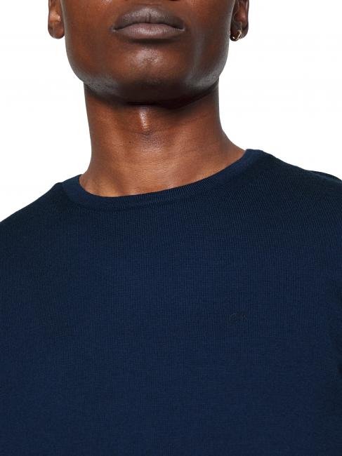 SUPERIOR WOOL Round neck wool sweater Calvin Navy - Men's Sweaters