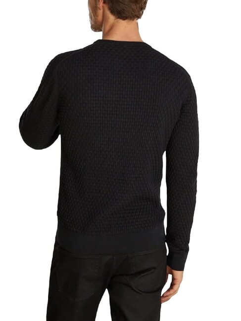 CK Crew neck sweater with woven details ck black - Men's Sweaters