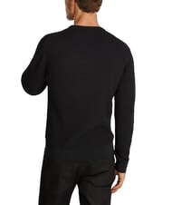 CALVIN KLEIN CK Crew neck sweater with woven details ck black - Men's Sweaters - 2