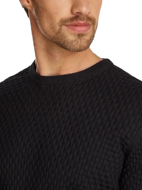CK Crew neck sweater with woven details ck black - Men's Sweaters