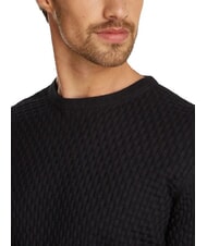 CALVIN KLEIN CK Crew neck sweater with woven details ck black - Men's Sweaters - 3