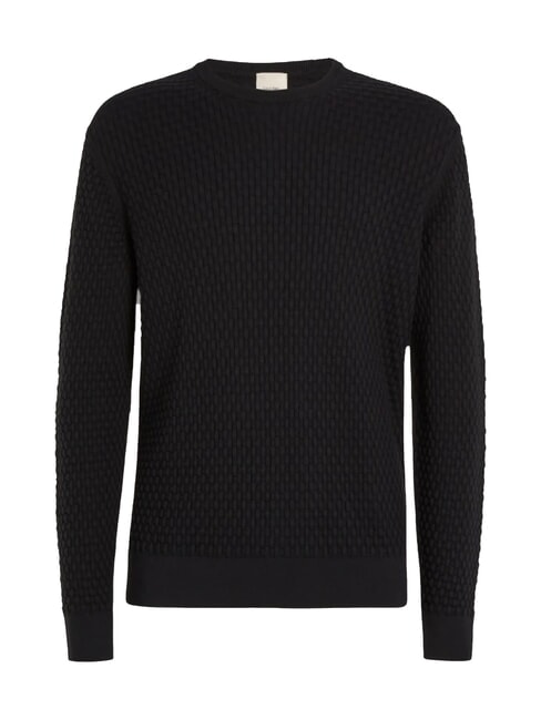 CK Crew neck sweater with woven details ck black - Men's Sweaters