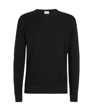 CALVIN KLEIN CK Crew neck sweater with woven details ck black - Men's Sweaters - 4