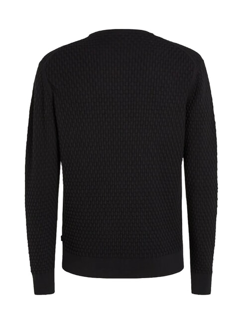 CK Crew neck sweater with woven details ck black - Men's Sweaters