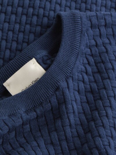 CK Crew neck sweater with woven details ink - Men's Sweaters