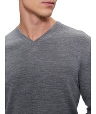 CALVIN KLEIN CK V-neck wool sweater, regular fit mid gray heather - Men's Sweaters - 3