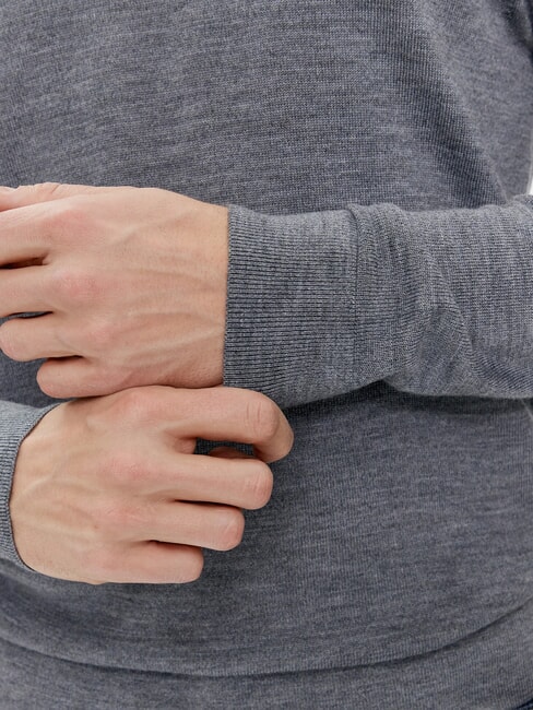 CK V-neck wool sweater, regular fit mid gray heather - Men's Sweaters