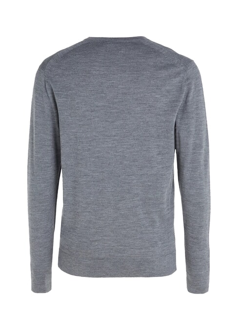 CK V-neck wool sweater, regular fit mid gray heather - Men's Sweaters
