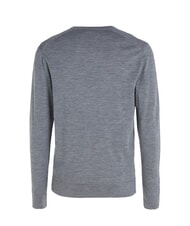 CALVIN KLEIN CK V-neck wool sweater, regular fit mid gray heather - Men's Sweaters - 7