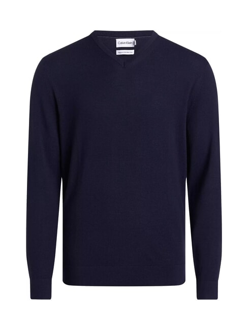 CK V-neck wool sweater, regular fit night sky - Men's Sweaters