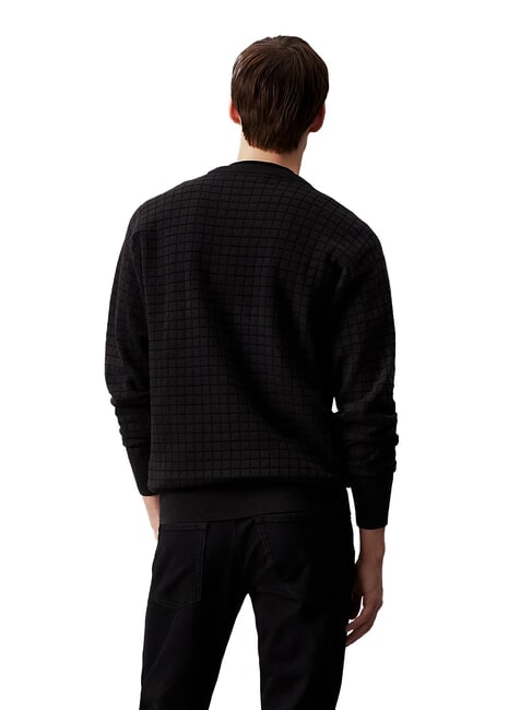 CK Crew neck sweater with checked texture ck black - Men's Sweaters