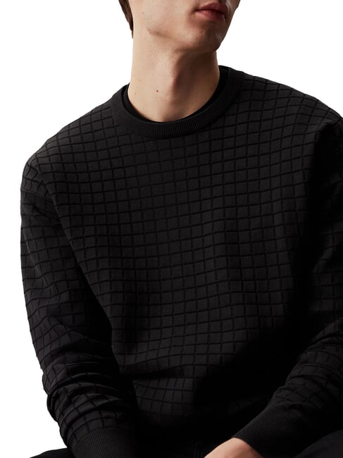 CK Crew neck sweater with checked texture ck black - Men's Sweaters
