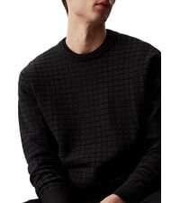 CALVIN KLEIN CK Crew neck sweater with checked texture ck black - Men's Sweaters - 3