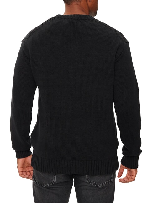 CK JEANS Crewneck sweater with teddy logo ck black - Men's Sweaters