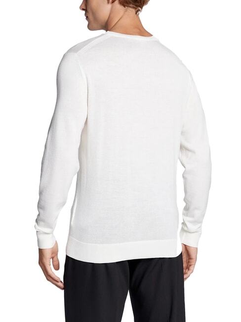 SUPERIOR WOOL Round neck wool sweater egret - Men's Sweaters