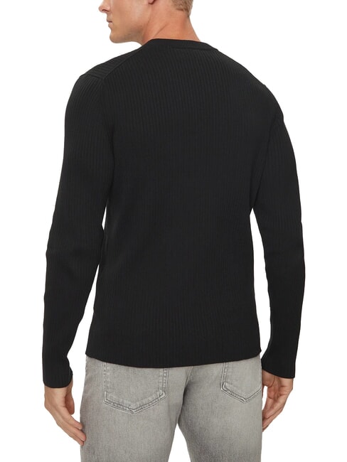 CK JEANS Slim fit ribbed crew neck sweater ck black - Men's Sweaters
