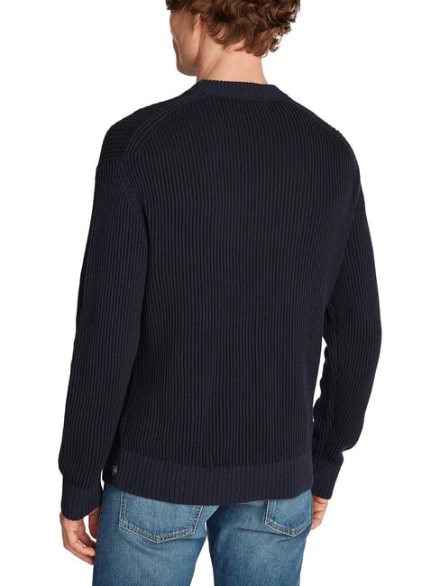 CK JEANS Ribbed crew neck sweater ck black / dark sapphire - Men's Sweaters