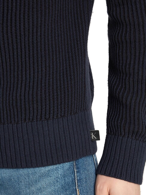 CK JEANS Ribbed crew neck sweater ck black / dark sapphire - Men's Sweaters