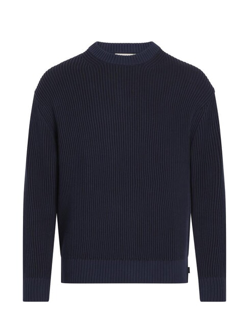 CK JEANS Ribbed crew neck sweater ck black / dark sapphire - Men's Sweaters