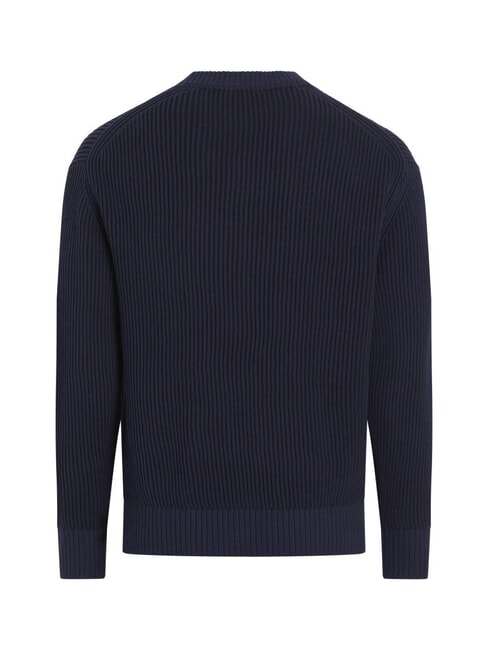 CK JEANS Ribbed crew neck sweater ck black / dark sapphire - Men's Sweaters