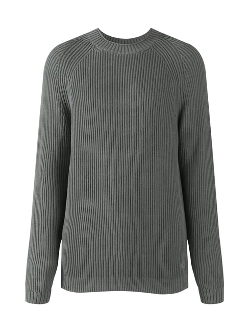 CK JEANS Ribbed crew neck sweater endless grey - Men's Sweaters