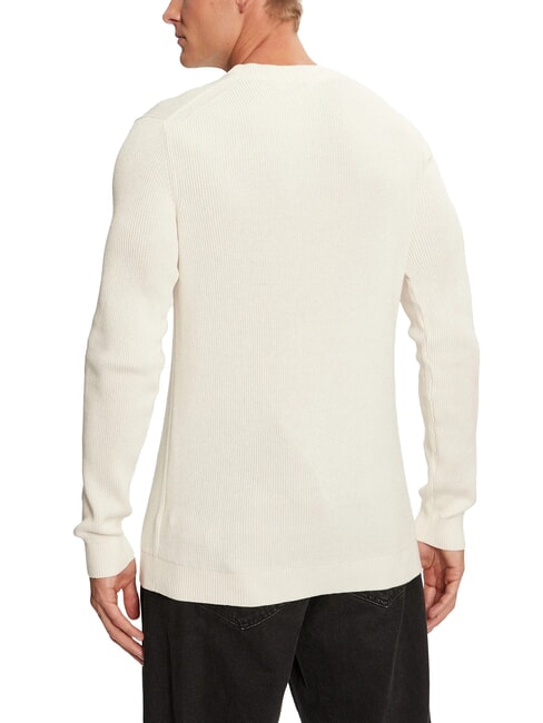 CK JEANS Ribbed crew neck sweater ivory - Men's Sweaters