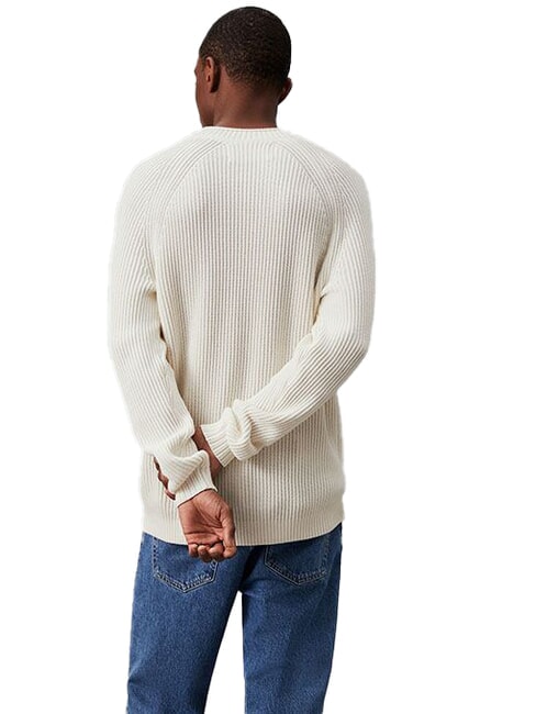 CK JEANS Ribbed crew neck sweater ivory - Men's Sweaters