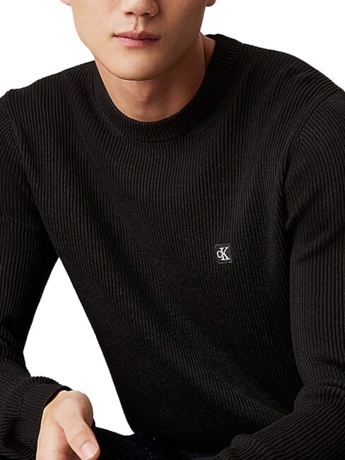 CK JEANS Ribbed crew neck sweater ck black - Men's Sweaters