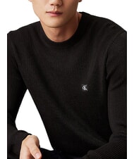 CALVIN KLEIN CK JEANS Ribbed crew neck sweater ck black - Men's Sweaters - 3