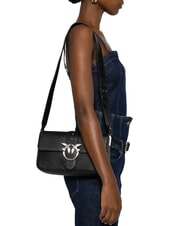 PINKO LOVE ONE CLASSIC SLOUCHY Leather shoulder bag black limousine - matt silver - Women’s Bags - 4