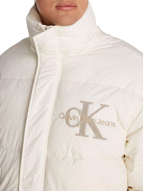 CK JEANS Padded jacket with sherpa logo ivory - Men's down jackets