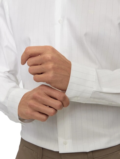 CK Slim fit striped long-sleeved shirt bright white - Men's Shirts