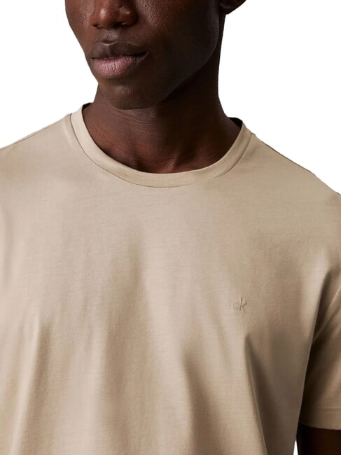 CK Short-sleeved T-shirt in smooth cotton fresh clay - T-shirt