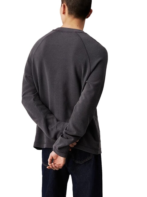 CK JEANS Waffle weave long-sleeved T-shirt ebony - T-shirt