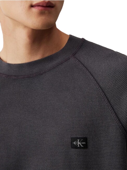 CK JEANS Waffle weave long-sleeved T-shirt ebony - T-shirt