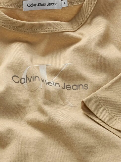 CK KIDS Short-sleeved elastic cotton T-shirt pale khaki - Child T-shirt