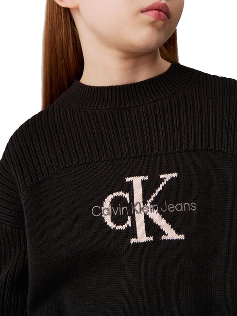 CK KIDS Cotton crew neck sweater ck black - Children's Sweaters