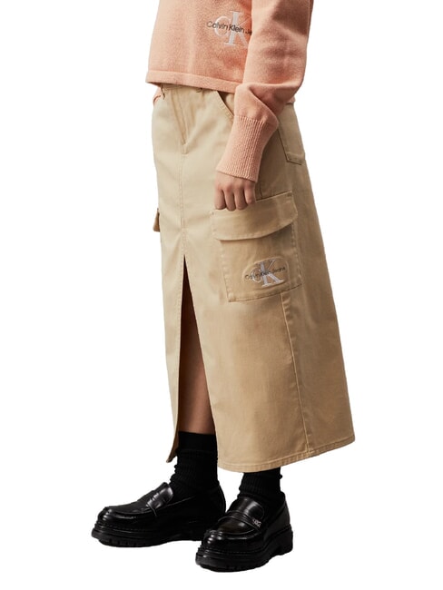 CK KIDS Cargo skirt with slit pale khaki - Little girls' skirts