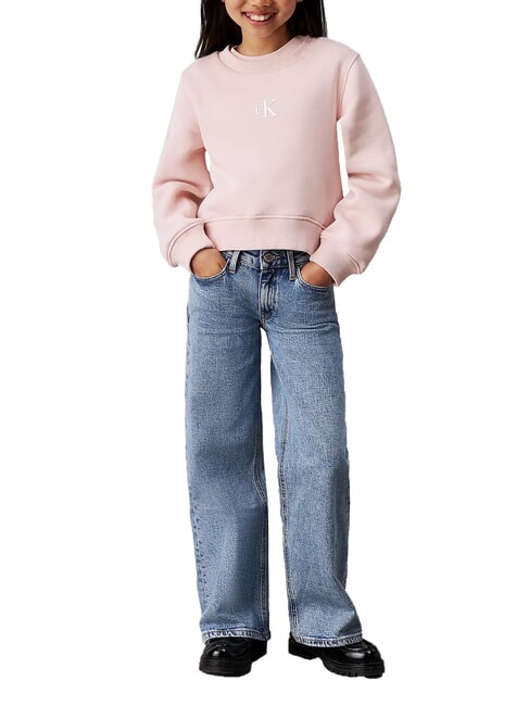 CK KIDS Relaxed fit wide leg jeans for girls salt and pepper blue - Children's trousers