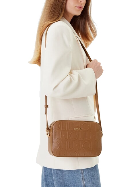 MANHATTAN Medium camera case bag with embossed logo suede - Women’s Bags