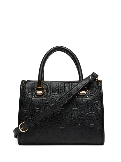 MANHATTAN Small handbag with embossed logo BLACK - Women’s Bags