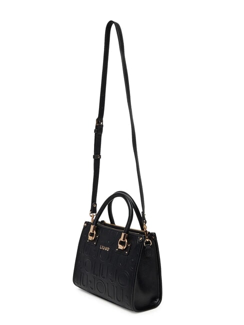MANHATTAN Small handbag with embossed logo BLACK - Women’s Bags