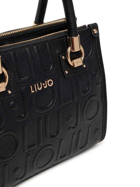 MANHATTAN Small handbag with embossed logo BLACK - Women’s Bags